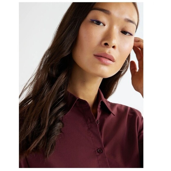 Time and Tru Women's Woven Button Down Shirt, Sizes M - Picture 5 of 8